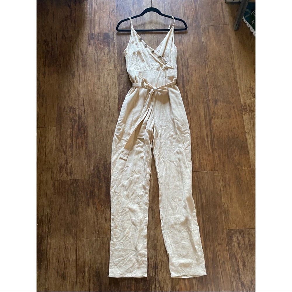 Linen Blend Sleeveless Jumpsuit (size Small)